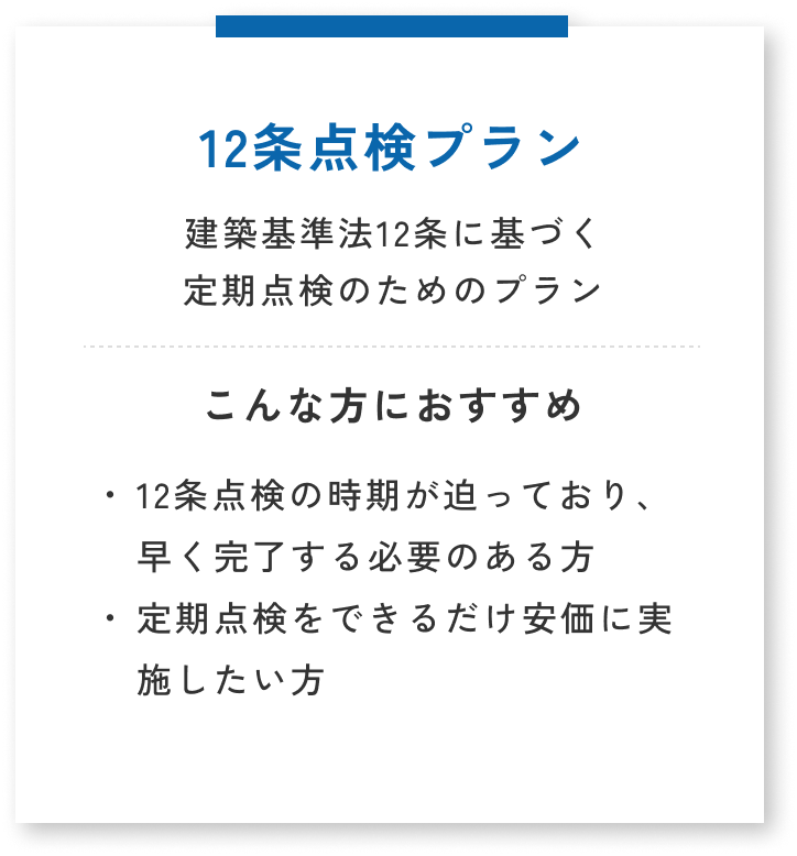 現場把握プラン・外壁の劣化状況を把握するためのプラン。こんな方におすすめ→損傷や剥落の可能性などタイルの状況をすぐに調査したい方・自然災害の前後に建物の状況を調査したい方・建物の資産価値を評価したい方